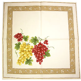 Provence print fabric tea towel (grapes. raw)